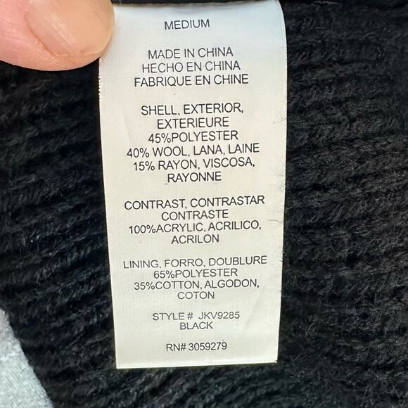 Thread & Supply Wool Faux Fur Sweater Aztec Vest Black White Size Medium - Picture 9 of 9